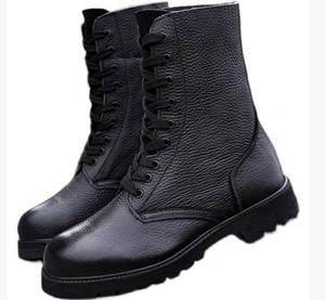 DF Leather High Boots Rubber Soles Training Boots Comfortable and Breathable Shoes Safety Shoes Combat Boots - Product Image 1