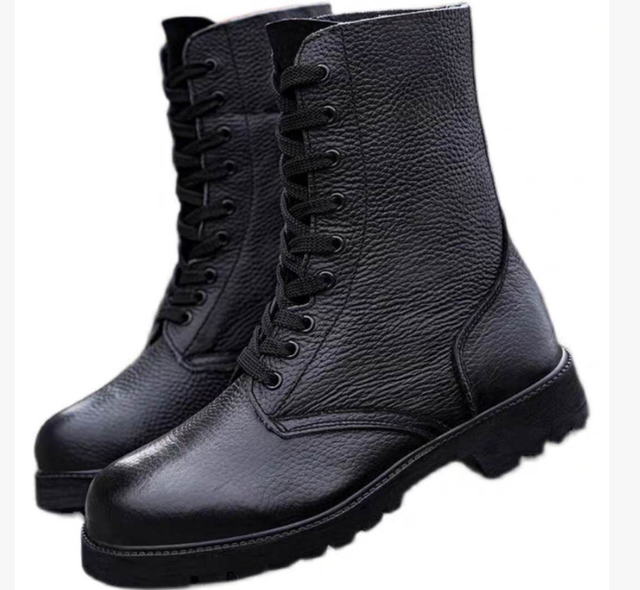 DF  Leather High Boots Rubber Soles Training Boots Comfortable and Breathable Shoes Safety Shoes Combat Boots