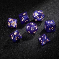 Jeu de dés polyédriques violets à numérotation dorée, 7 pièces, effet nacré galaxie, pour D&D, Dungeons and Dragons, Pathfinder, MTG