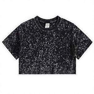 T-shirt de luxe pour femme, de créateur, personnalisé avec logo imprimé, coupe oversize, délavé à l'acide, style vintage, court - Product Image 1