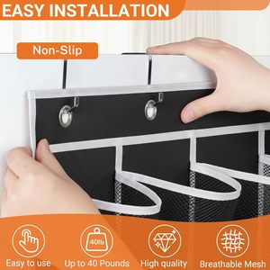 40 Pocket Over The Door <b>Shoe</b> Organizer Black Mesh Hanging Storage For <b>Shoes</b> Behind Door Wall Mount - Product Image 5