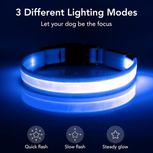 Electronic LED <b>Dog</b> Collar Adjustable Reflective <b>Lights</b> Nylon Solid Pattern Anti-Lost Avoid Car Accidents for <b>Dogs</b> - Product Image 4