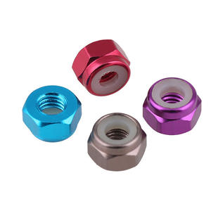 Écrou de sécurité en alliage d'aluminium métrique M22.5345 avec anneau en nylon, tête hexagonale, filetage fin, couleurs personnalisées - Product Image 1