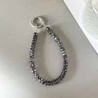 Correa de Muñeca con Cadena y Dije de Cristal para Teléfono Móvil, Clip para Llavero, Cuentas Brillantes con Colgante y Correa
