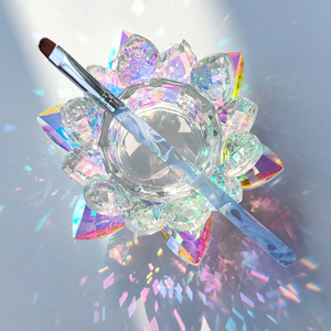 Tazón de Cristal Transparente con Forma de Loto para Limpieza de Uñas, Recipiente de Acrílico Colorido para Líquidos, para Salón de Manicura - Product Image 3