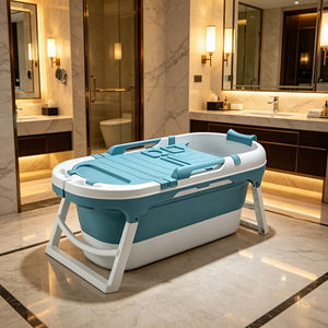 Vasca da Bagno Moderna in Plastica 3-in-1 per Neonati con Termometro e Bicchiere per Lavaggio Capelli, Ergonomica Pieghevole Ecologica per Bambini 0-3 Anni - Product Image 1