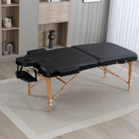 Mesa de Masaje Portátil Plegable de 2 Secciones, Altura Ajustable, Espuma de Alta Densidad, Reposacabezas y Reposabrazos para Spa, Belleza y Gimnasio