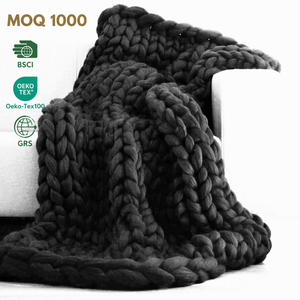 Wholesale Big Heavy Warm Chunky 100% Acrylic Chenille <strong>Cable</strong> <strong>Knitted</strong> <strong>Throw</strong> Blankets for Winter Sofa Bed - Product Image 1