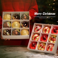 Vente en gros d'usine, pendentifs de boules de Noël miniatures de luxe sur mesure, ensemble de 9 pièces, décorations suspendues, arrangements pour scènes photographiques