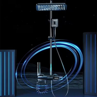 Ensemble de douche intelligent brossé haut de gamme avec affichage numérique LED de la température, pommeau de douche pluie et douchette bidet à main pour appartement