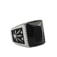 Yunnique – bague en acier titane avec pierres précieuses, saphir noir, rubis, style Punk pour hommes, bijoux géométriques rétro, cadeau 280693