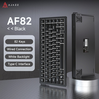 Clavier de jeu mécanique Ajazz AF82 sans fil avec bouton et écran, claviers à touches interchangeables pour le jeu/le bureau