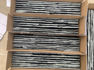 Panneaux de revêtement mural modernes <span class=keywords><strong>en</strong></span> <span class=keywords><strong>pierre</strong></span> <span class=keywords><strong>naturelle</strong></span> et quartzite noire Revêtement <span class=keywords><strong>extérieur</strong></span> intérieur de maison résistant aux acides à usage décoratif - Product Image 5
