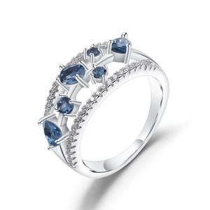Anillo de Plata 925 con Incrustaciones de Cristal Azul Londres, Serie Vintage, para Mujer, Boda, Alta Elegancia, Fabricación de Muestras en Hong Kong - Product Image 6
