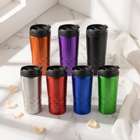 Tasse de voyage à Double paroi en acier inoxydable 350ml/500ml, 16oz, sans BPA, pour bureau automobile, avec revêtement en plastique, bon marché