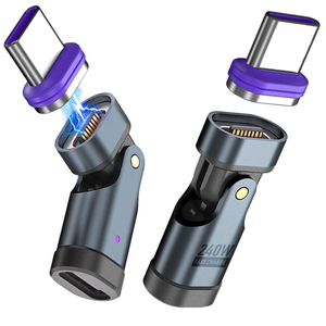 Adattatore USB-C Magnetico da 240W con 16 Pin e Angolo di 180 Gradi °   Connettore Rotante ad Angolo Retto per Ricarica Rapida, Convertitore per Laptop, Steam Deck e Tablet - Product Image 3