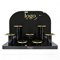 Présentoir à parfum en acrylique personnalisé avec logo et couleur, finition dorée, présentoir cosmétique à niveaux pour comptoir, présentoir de parfum pour la vente au détail