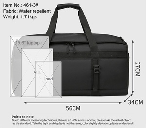 Sac de voyage sport et gym multifonctionnel léger et résistant à l'eau 48L en Oxford avec compartiment à chaussures - Product Image 6