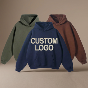 เสื้อฮู้ดโอเวอร์ไซส์ผู้ชาย พิมพ์โลโก้ได้ ผ้าฟลีซคอตตอนสีพื้น แขนยาวทรงปกติ สวมใส่สบายๆ สำหรับฤดูใบไม้ร่วง - Product Image 4