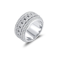 Bague Chaîne Cubaine Sertie de Diamants Moissanite en Argent Sterling 925, Design Rotatif, Style Hip-hop pour Hommes et Femmes, Anniversaire
