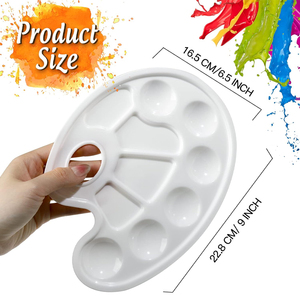 Palette de plateaux de peinture à l'aquarelle en plastique blanc, Design de 10 puits avec trou pour le pouce - Product Image 2