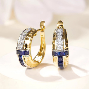 Orecchini a Cerchio con Accenti Blu per Donne, Design Geometrico, Accessori per Orecchie da Indossare Quotidianamente - Product Image 1