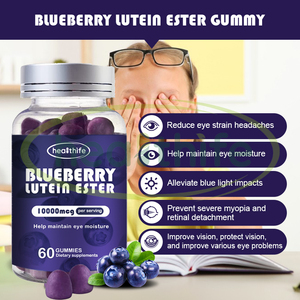 Healthife OEM Suppléments pour les yeux <span class=keywords><strong>Ester</strong></span> de lutéine de myrtille Gummy 60gummies/bouteille Gummies aux myrtilles - Product Image 2