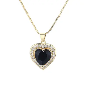 Link zinciri aşk Premium güzel siyah kalp şeklinde kolye kolye kadınlar için ince moda takı hediyeler