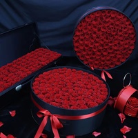 Bouquet de fleurs préservées, roses, boîte à fleurs ronde, rose éternelle, rose éternelle à jamais, roses de luxe en cadeau