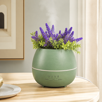 Diffuseur d'arômes pour plantes et fleurs 180 ml, diffuseur d'arômes au sel de l'Himalaya, flamme réaliste avec minuterie et brume nano, réglage de l'arôme pour la maison