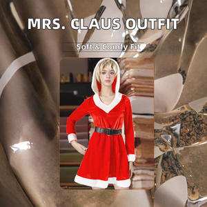 ชุดคอสเพลย์คุณแม่ซานต้าสำหรับผู้หญิง ชุดแฟนซีคริสต์มาสจากทีวีและภาพยนตร์ ชุดเดรสซานต้าพร้อมกระโปรง พิมพ์ลายดิจิทัล ผ้าโพลีเอสเตอร์ - Product Image 2