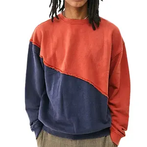 कस्टम दो रंग के लिए स्टाइलिश sweatshirt के पुरुषों 2 टोन हे गर्दन खाली crewneck पसीने