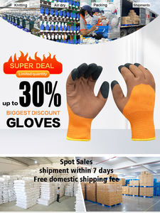 Gran oferta de guantes cálidos de invierno para jardín, espuma de látex marrón con puntas de dedos gruesas y equipo de protección Industrial recubierto de Palma - Product Image 4
