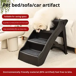 Échelle pliable <span class=keywords><strong>pour</strong></span> animaux de compagnie en plastique <span class=keywords><strong>pour</strong></span> chien et <span class=keywords><strong>chat</strong></span> - Certifiée BPA - Forte capacité de charge - <span class=keywords><strong>Pour</strong></span> lit, canapé et voiture - Product Image 5