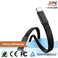 Kabel Data Dual-Type-C Ultra Tipis Bentuk Siku, Jalinan Nilon, Pengisian Cepat, Transfer Data, 1 Meter, Kompatibel Grosir