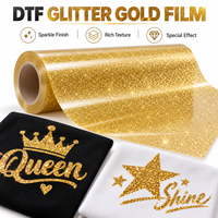 Film à Effet Spécial DTF, Film Holographique Doré Argenté, Paillettes Luminescentes, Film de Transfert Thermique pour T-shirts