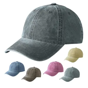 Wholesale High Quality Curved Brim Retro Adjustable Dad Hats Custom Logo Solid Color Men's Denim Baseball Cap