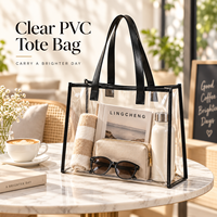 Sac à bandoulière réutilisable personnalisé de haute qualité avec logo, sac fourre-tout transparent en PVC, sacs de shopping transparents avec fermeture éclair pour les voyages, la plage et les événements