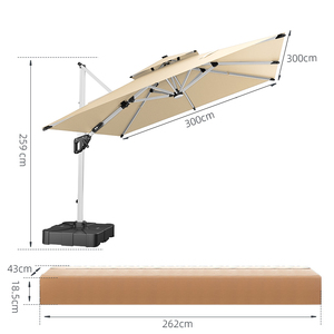 Sombrilla de <span class=keywords><strong>Patio</strong></span> Grande Rectangular para Exteriores, Sombrillas <span class=keywords><strong>Cantilever</strong></span> con Doble Techo, Resistentes, Impermeables, de Aluminio, Resistentes al Viento, para Piscina - Product Image 2