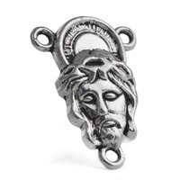 Pièce centrale en alliage de Jésus pour la fabrication de chapelet catholique 22mm pièce maîtresse en argent ancien 3 trous