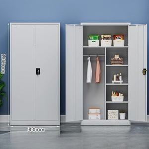 Aktenschrank Grau Mit 3 Verstellbaren Regalen <span class=keywords><strong>2</strong></span>-Türiger Mittelhoher Metall-Aufbewahrungsschrank - Product Image 4