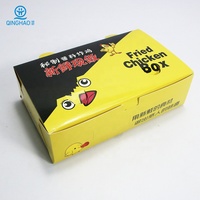 Boîte à poulet frit jaune en papier kraft de qualité alimentaire, recyclable, personnalisable en gros, avec impression quadricolore