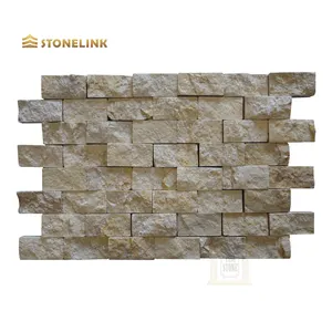 Revestimiento exterior de piedra caliza crema Tecnología de adoquines de piedra caliza beige Precio al por mayor Panel de pared Chapa de piedra