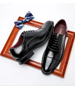 Sepatu Formal kulit Oxford untuk pria, sepatu Formal kulit asli Italia bahan kulit Oxford untuk pria