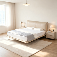 Lit en fer rembourré en cuir noir moderne et confortable avec rangement, taille King/Queen, cadre en bois de pin, chambre à coucher V562 WINMAX, 1 an