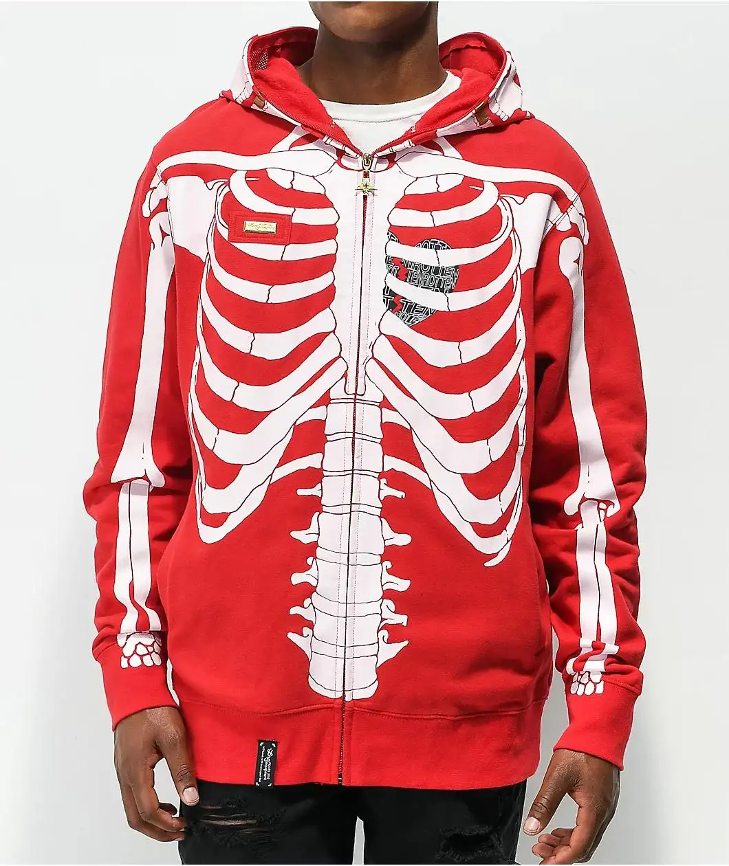 Halloween skeleton glow in the dark printing sweatshirt hip hop streetwear plus size red full zip up face skull men hoodies
