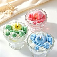 Einzigartige Hochzeitsgeschenke Geburtstagsparty-Geschenk Eisbecher Duftkerzen Neuartige Realistische Dessert-förmige Sojawachs-Aromakerzen