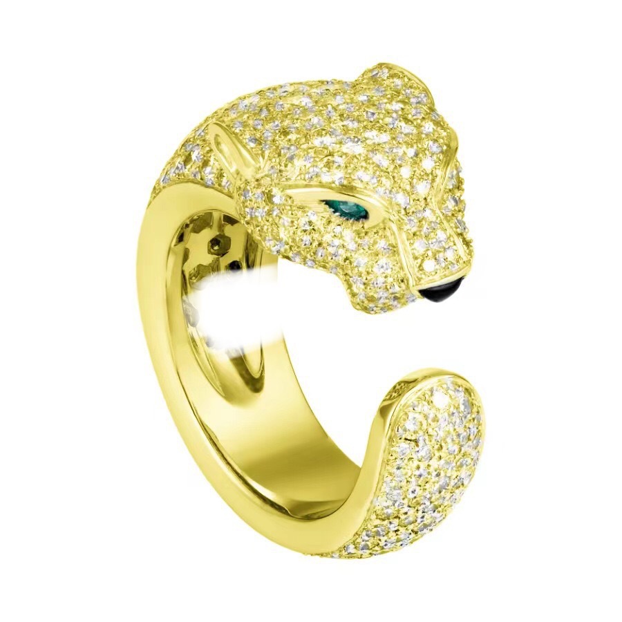 Gold full diamond leopard head