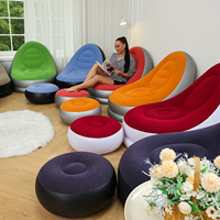 Canapé gonflable d'extérieur avec repose-pieds gonflable, chaise en PVC, idéal pour le camping familial en plein air, chaise longue pliable