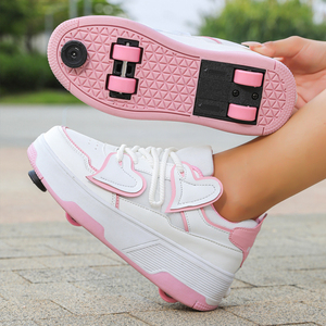 <span class=keywords><strong>Pattini</strong></span> a rotelle unisex a quattro ruote, superficie in pelle PU, impermeabili, resistenti all'usura, con assorbimento degli urti, adatti per adolescenti - Product Image 4
